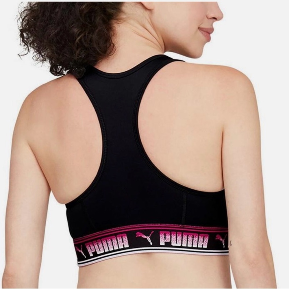 Puma Black and Pink Racerback Sports Bra